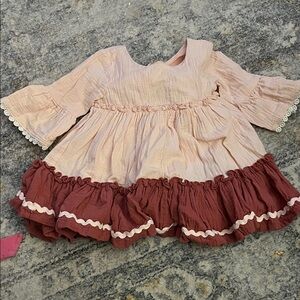 Matilda Jane Pink and Brown Ruffle Dress